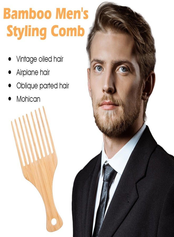 HaiFafafaing 4 Pcs Wooden Hair Picks for Curly Hair, Natural Afro Pick for Curly Hairs, Styling Combs for Thick Hairs and Beards Enhance Curl Definition and Volume (15.7cm) - Image 4